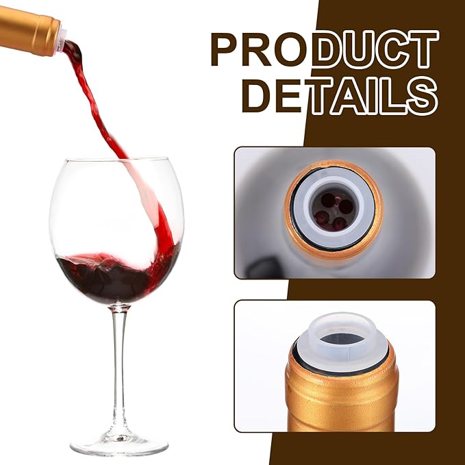 Slow Wine Pourer Spout for Corked Bottles Valentine's Day Pour and Seal Plastic Wine Pourers with Lid for Storing Precise Pouring Valentine's Day Restaurant Supplies(Black,48 Pcs)