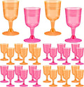 Remerry 24 Pcs Orange Pink Party Plastic Wine Glasses 5 oz Goblets with Stem Hot Pink Orange Unbreakable Drinking Glasses Drinkware Cup for Valentines Day Wedding Birthday Baby Shower Party Supplies