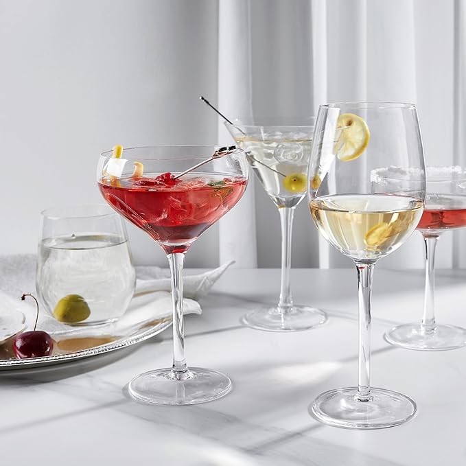 Royalrose Premium Delight Vintage Wine Glasses Set of 4, 10.8 oz Goblets Glasses for Wine, Mixed Drinks, Sparkling Water, Elegant Drinkware for Entertaining or Daily Use (Coupe Glasses)