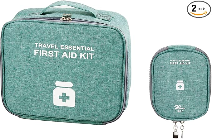 TOPASION Empty First Aid Bags, Travel Medicine Bag, Medical Supplies Organizer Bag, Portable Kit for Traveling, Car, Home, Camping, Office, Hiking, Outdoor (Cationic Green)