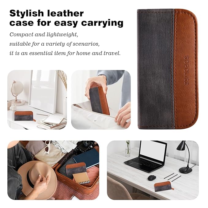 Manicure Set 5-Piece with PU Leather Case - Stainless Steel Nail Clipper Kit Includes Nail Clipper, Nail File,Tweezers, Ear Spoon & Wine Opener Tools for Home&Travel&Gift