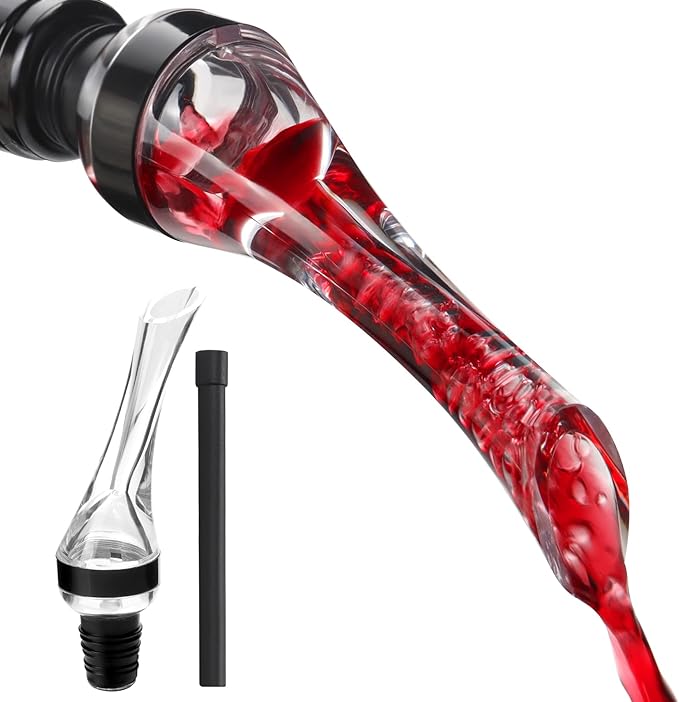 D&Slifei Wine Aerator Pourer - Premium Red Wine Decanter Spout, Instantly Enhances Wine Flavors with Smoother Finish, No Drip Wine Accessory, Ideal Gift for Wine Lovers