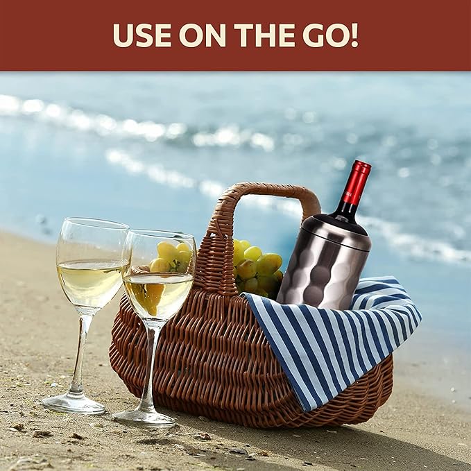 Premium Wine Chiller - 750ml Stainless Steel Bottle Cooler, Double-Walled & Vacuum Insulated - Keeps Wine Cold for 6+ Hours - Perfect Gift for Wine Lovers - Fits Most Champagne Bottles