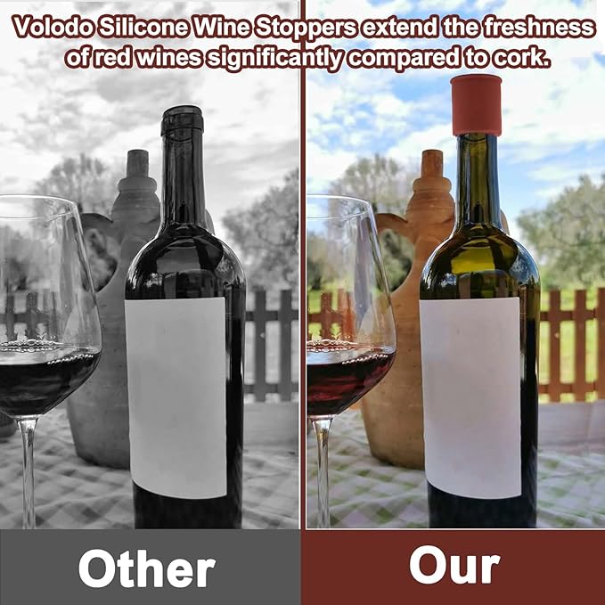Vodolo Silicone Wine Stopper,4pcs Reusable and Unbreakable Glass Bottle Sealer Covers Wine Stoppers, Wine Plug,Wine Cork Stopper for Keeping Wine Champagne Fresh Home Use