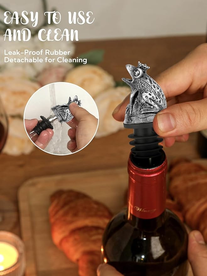 Animal Wine Pourer Spout, Drip Free Bottle Pourer & Stopper for Wine and Liquor Bottles, Funny Gift for Men, Dad, Hostess and Housewarming, Bar Cart Accessory for Holiday Party Decor, Multiple Animal