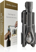Wine Bottle Opener, Easy to Use Corkscrew Wine Opener with Foil Cutter, 6 inches - Small Travel Corkscrew for Wine Lovers, Kitchen Essentials, Black