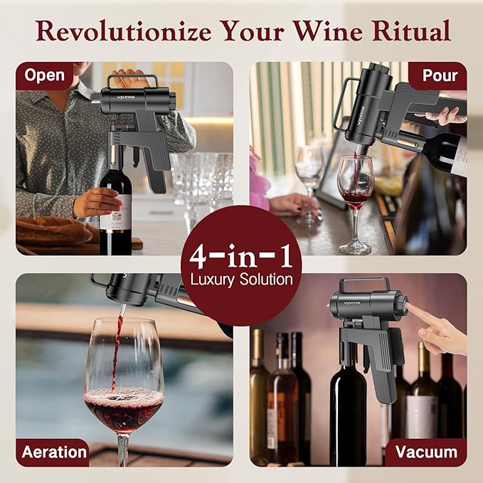 Revolutionary Wine Preservation System & Electric Opener: Built-In Aerator, 5-Week Vacuum Saver, and Precision Wine Dispenser | Luxury Wine Accessories for Discerning Wine Lovers
