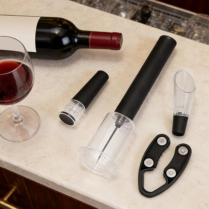 Manual Aerator Corkscrew, Effortless Cork Remover for Old Bottles with Air Pump, Lightweight 124g Construction with Ergonomic Grip, Handheld Camping Kitchen Equipment, Versatile Wedding Gift, Compact