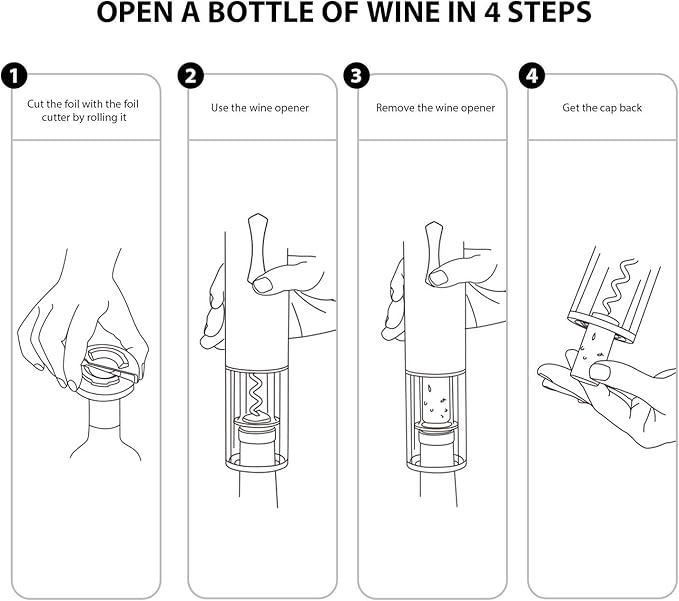 Electric Wine Opener Automatic Cordless One Touch Wine Opener Battery-Operated Corkscrew Foil Cutter and Batteries Included(Silver)7717-W102-023