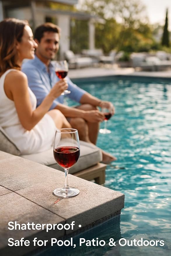 Unbreakable Stemmed Wine Glasses, 20 oz Large (Set of 4) – Shatterproof Tritan Plastic Goblets, BPA-Free & Dishwasher Safe, Elegant Wine Glasses for Indoor & Outdoor Use
