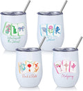 Patelai 4 Pack 12 oz Mahjong Tumbler Set with Tiles Print, Mah Jong Stainless Steel Glasses with Lid Insulated Tumblers, Accessories Gifts for Mahjong Game Birthday Party Gifts