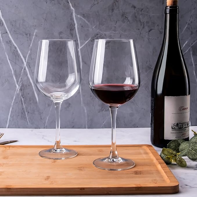 FAWLES Fully Tempered Wine Glasses, Shock Resistant Wine Glass Set for Red or White Wine, Dishwasher Safe Stem Glasses for Restaurants, Bars, Home (Set of 8, 15.5 oz)