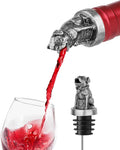 Animal Wine Pourer Spout, Drip Free Bottle Pourer & Stopper for Wine and Liquor Bottles, Funny Gift for Men, Dad, Hostess and Housewarming, Bar Cart Accessory for Holiday Party Decor, Multiple Animal