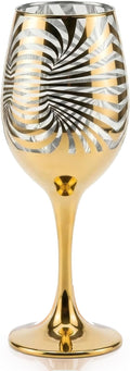 Gold Rim Wine Glasses - 12oz Red and Gold Long Stem Set for Fall, Thanksgiving, Christmas, Housewarming or Birthday Gift (Transparent, Set of 2)