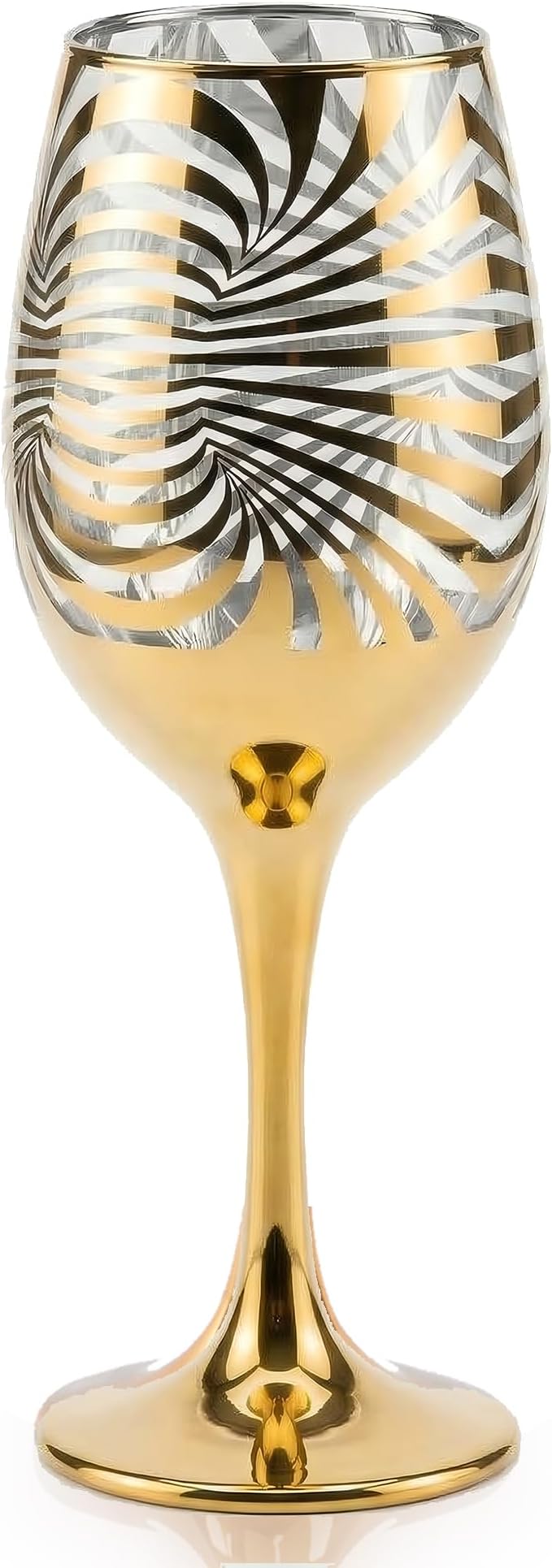 Gold Rim Wine Glasses - 12oz Red and Gold Long Stem Set for Fall, Thanksgiving, Christmas, Housewarming or Birthday Gift (Transparent, Set of 6)