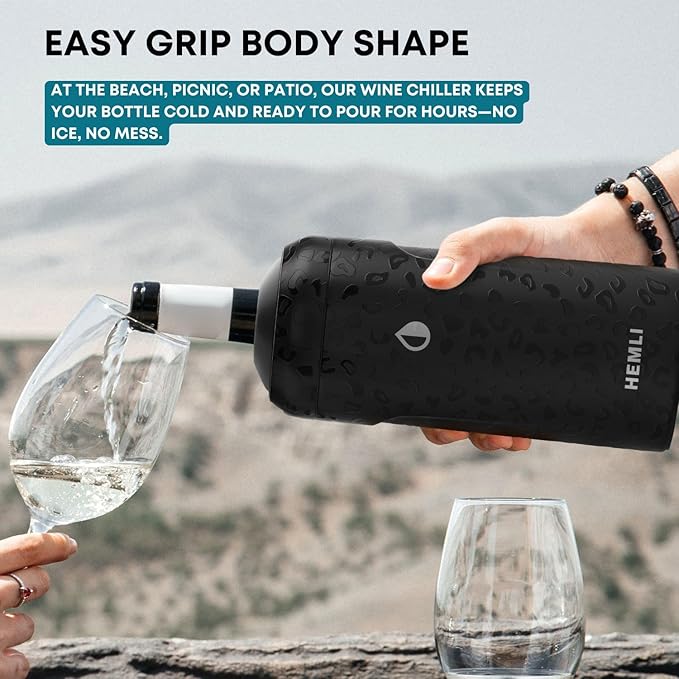 Wine Bottle Chiller Insulator Sleeve, Keeps Wine and Champagne Cold for 12 Hours, Vacuum Insulated Wine Bottle Cooler