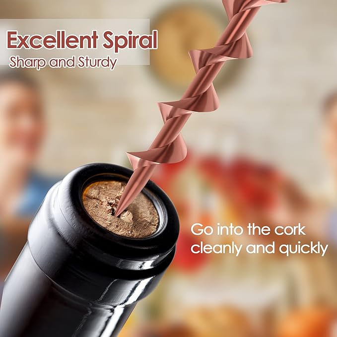 IPOW Wine Opener, Zinc Alloy Wine Bottle Opener, Wing Corkscrew Heavy Duty, Manual Multifunctional Cork Screw for Waiter,Rose Gold