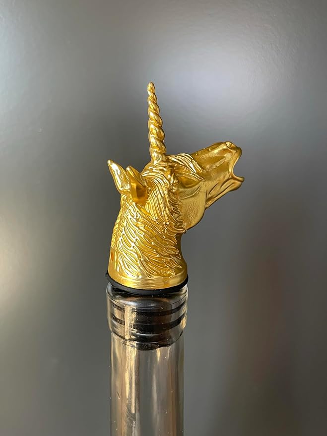 Gold Unicorn Wine Aerator Pourer Spout – Funny Wine Gift for Men & Women – Novelty Animal Wine Accessory for Parties & Home Bar
