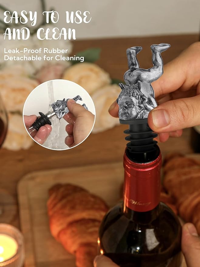 Funny Cherub Wine Pourer, Novelty Angel Bottle Stopper and Liquor Pour Spout, Metal Upside-Down Cherub Wine Bottle Topper for Party Bar Cart Decor, Gag Gift for Wine Lovers, Fits Most Bottles
