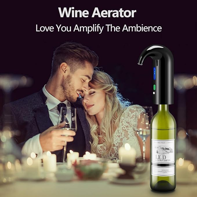 Fathers Day Gift Electric Wine Aerator & Automatic Wine Dispenser – 1-Button Instant Aeration, Decanter Wine Pourer for Red & White Wine, USB Rechargeable Wine Accessories – Best Wine Gift for Men