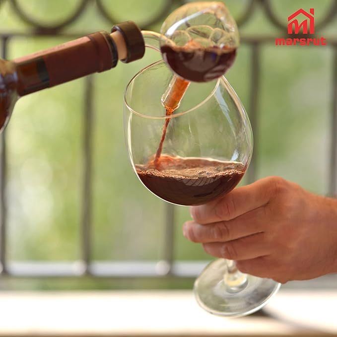 Wine Aerator Decanter Bulb, Italian Aireador De Vino, Wine Whisky Bottle Decantador Dosificador Pourer for Taste Better, Clear Glass Spout, Accessories for Birthday Father Gift Home Gathering, No Drip