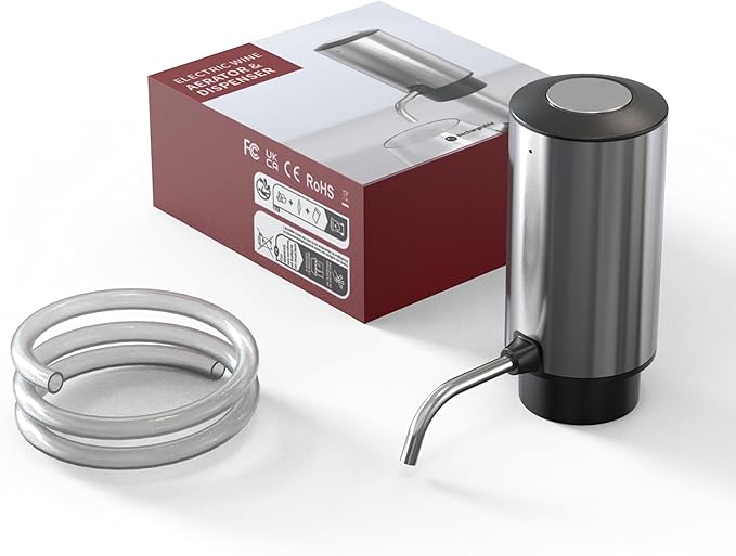 Electric Wine Aerator Pourer One Touch Wine Accessories Rechargeable 2-in-1 Automatic Wine Decanter Stainless Steel Wine Dispenser Gifts for Wine Lovers