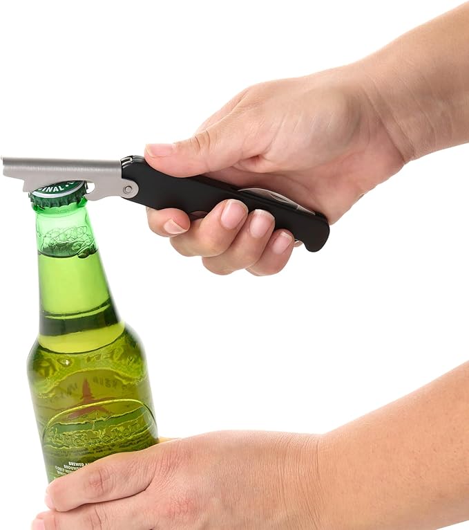 HIC Kitchen Bar Soft-Touch Waiter’s Corkscrew, Non-Slip Grip, Easy Removal For Natural And Synthetic Corks, Built-In Foil Cutter, Wine Accessory