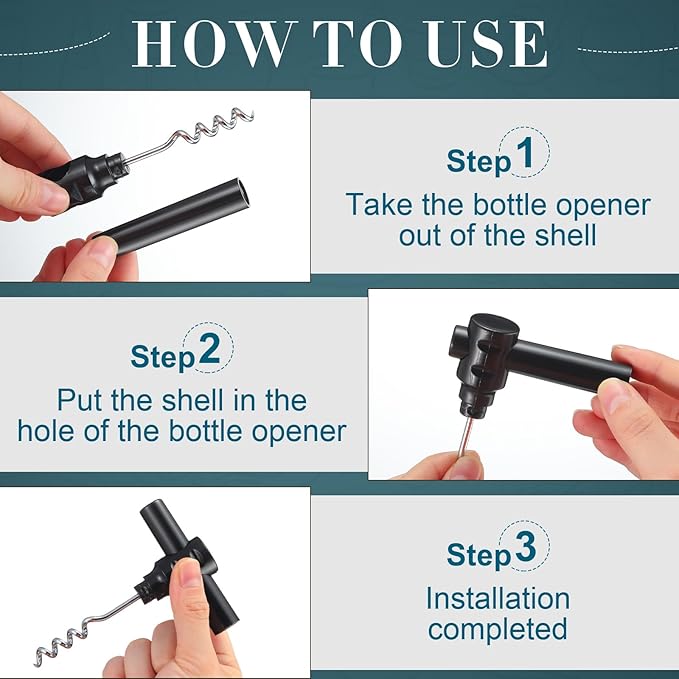 Patelai 6 Pcs Travel Pocket Wine Corkscrew Bulk Portable Wine Opener Plastic Cork Opener Mini Camping Cork Screw for Waiter Corkscrews Restaurant Bottle Camping Travel Gift(Black)