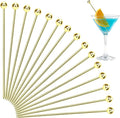 15PCS Gold Cocktail Picks for Drinks, Stainless Steel Fancy Cocktail Toothpicks, Reusable Metal Cocktail Skewers, 4.3 IN Party Garnish Sticks Martini Picks for Olives Appetizers Fruit Bloody Mary
