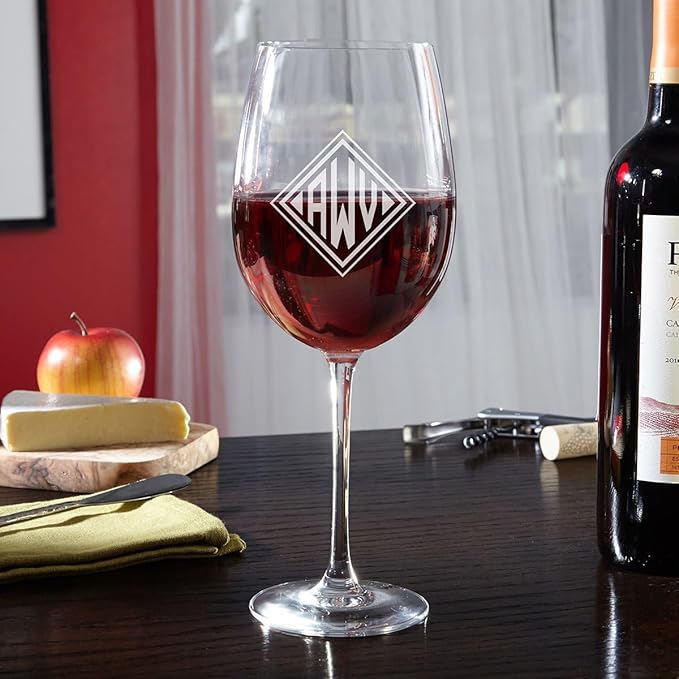 HomeWetBar Personalized Wine Glass with Long Stem - Fancy Stemmed Wine Glass