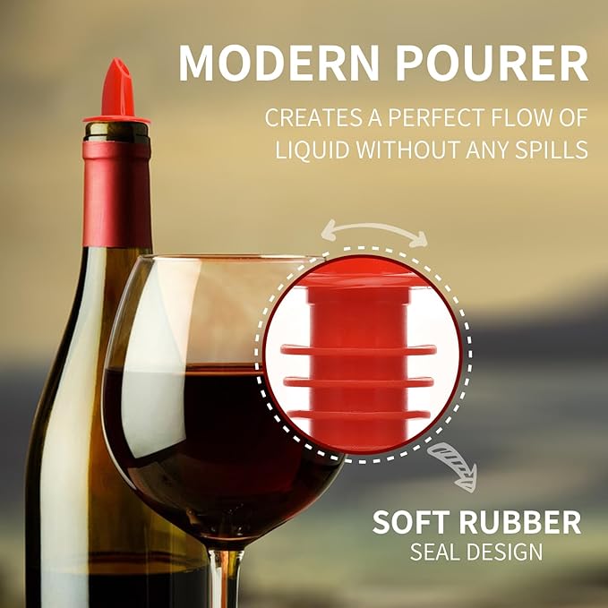 Plastic Liquor Bottle Pourers red- 12 Pack Classic Bottle Pourers for Alcohol, Leak-Proof, Dishwasher-Safe Pour Spouts for Liquor Bottles (red)