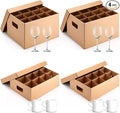 MotiMind 4 Pack Wine Glass Mug Moving Boxes with Divider Kits Included 20 x 15 x 12 Inch 2 Wine Glass and 16 x 16 x 6 Inch 2 Mug Kitchen Moving Boxes with Handle Packing Box for Dish Glassware