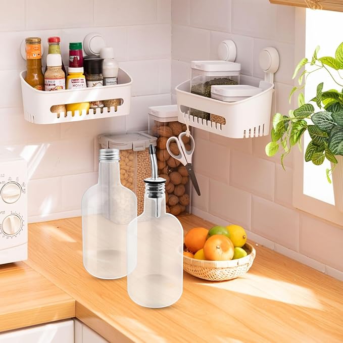 7 Sets 16 oz Plastic Long Neck Bottles with Pourer and Caps, Plastic Juice Pour Bottles with Stainless Steel Bottle Pourer Tapered Spout for Liquor Juice Store Syrup Bottles Pourers