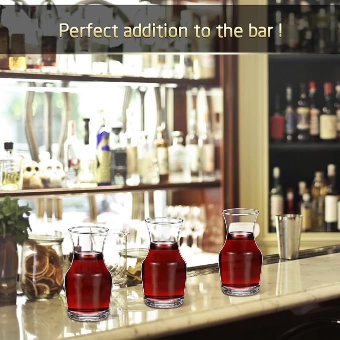 Remagr 18 Pack Single Serving Wine Carafe Glass Small Mini Carafe Individual Wine Refill Decanter for Dinner Parties Tastings Bars Restaurants (6.5 oz)