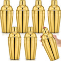 Nitial 6 Pcs Bar Cocktail Shaker Professional Stainless Steel Martini Drink Mixer Built-in Strainer for Bartending No Leaks Shaker for Bar Party Drink Mixer (Gold,18.6 oz)