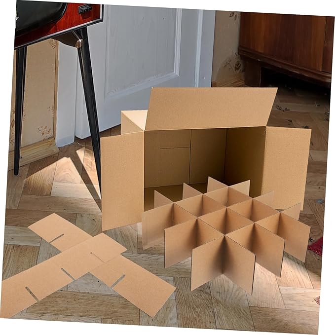 Cardboard Box Dividers for Glass Packing Protective Divider Kit for Dishes and Wine Sturdy Shock-resistant Packing for Moving and Shipping