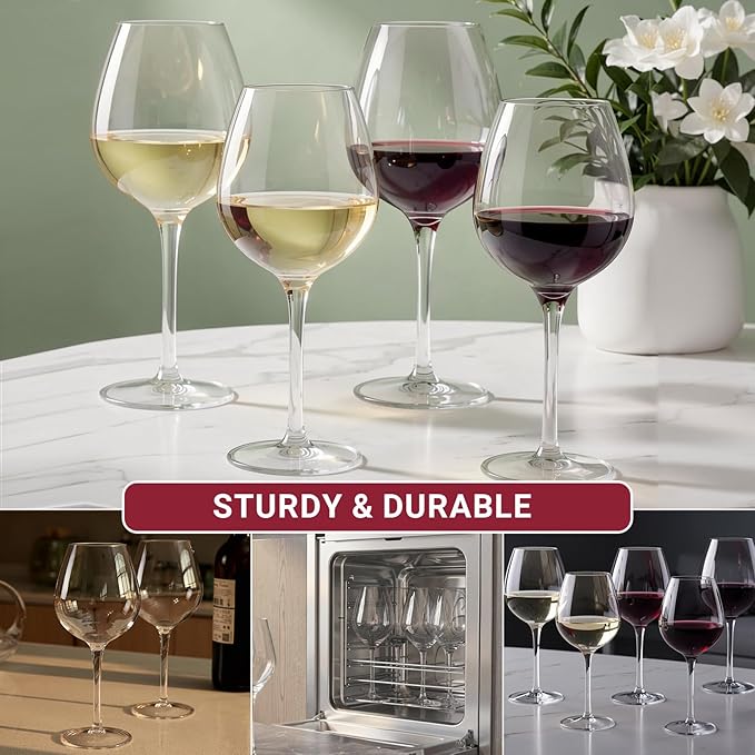 MICHLEY Unbreakable Red Wine Glasses 17 oz, Tritan Plastic Reusable Stemware for Indoor and Outdoor Use, Set of 2