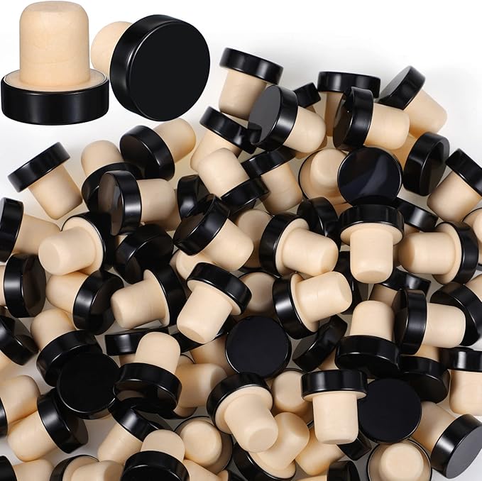 Yookeer T-shaped Stopper Cork Wine Bottle Stoppers Reusable Wine Sealing Plug for Beer Bottles DIY Craft(Black,144 Pieces)