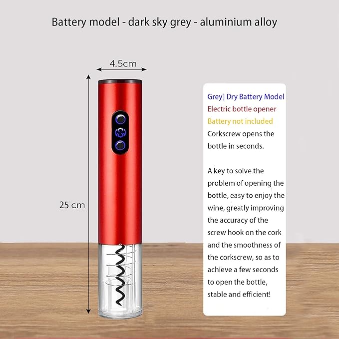 Electric Wine Opener, Battery Operated Wine Bottle Openers One-click Button Reusable Automatic Wine Corkscrew Remover for Wine Lovers Gift Home Kitchen Party Bar Wedding,Red