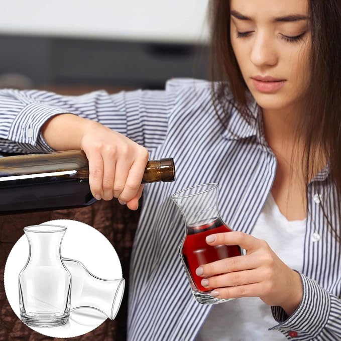 Remagr 6 Pack Single Serving Wine Carafe Glass Small Mini Carafe Individual Wine Refill Decanter for Dinner Parties Tastings Bars Restaurants (6.5 oz)