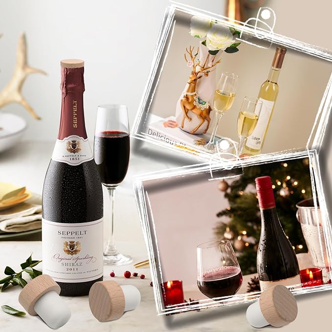 12 Pcs T-Shaped Wine Bottle Corks, Reusable Wooden & Rubber Stoppers for Wine & Beer, DIY Crafts