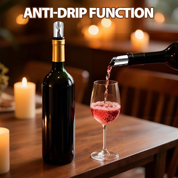 30Pcs Individually Wrapped Wine Pourer Discs, 3 Inch Disposable Anti-Drip Silver Pour Spouts for Liquor Bottles, Single-Use Design Prevents Flavor Mixing