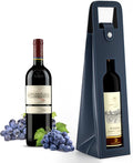 RYDDOY Wine Gift Bag, Reusable Leather Wine Tote Carrier, Single Bottle Champagne Beer Gift Bags Carrier for Birthday, Wedding, Picnic Party, Christmas festival Gifts (Blue)