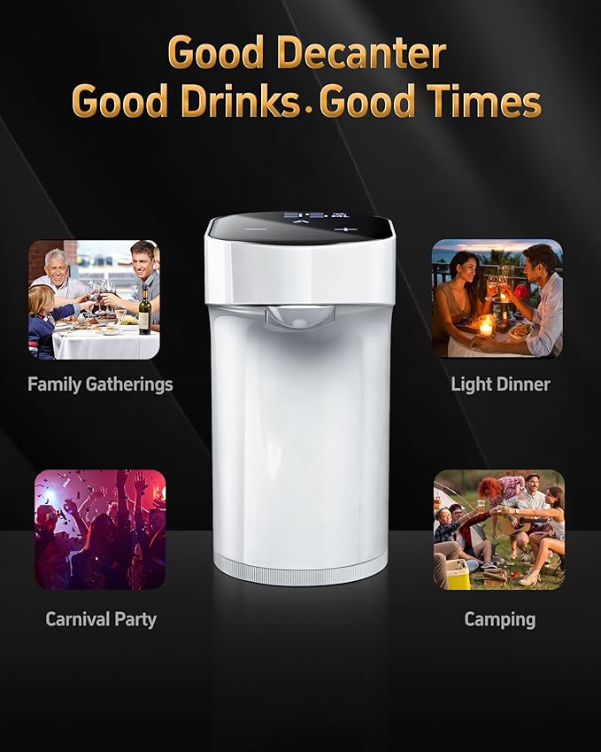 Fathers Day Gift|World Cup Viewing Party Supplies,5-in-1 Electric Wine Decanter & Smart Liquor Dispenser,Automatic Aerator&Pourer with 1-999ml Precision Dosing|Gift for Men,Dad,Whiskey Lovers(White)