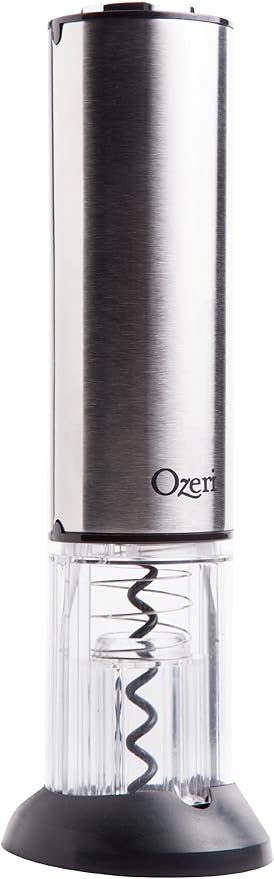 Ozeri Extravo Electric Wine Opener in Stainless Steel with Auto Activation (Button-Free Operation), Silver