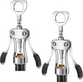 KORCCI Wine Opener, Heavy-Duty Zinc Alloy Wing Corkscrew, Premium Beer Bottle Opener, Multifunctional Wine Accessories with Ergonomic Handle and Sharp Screw, for Kitchen, Bar, Restaurant (2PCS)