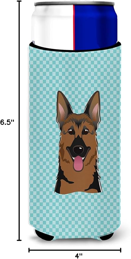 Checkerboard Blue German Shepherd Ultra Beverage Insulators for slim cans BB1149MUK