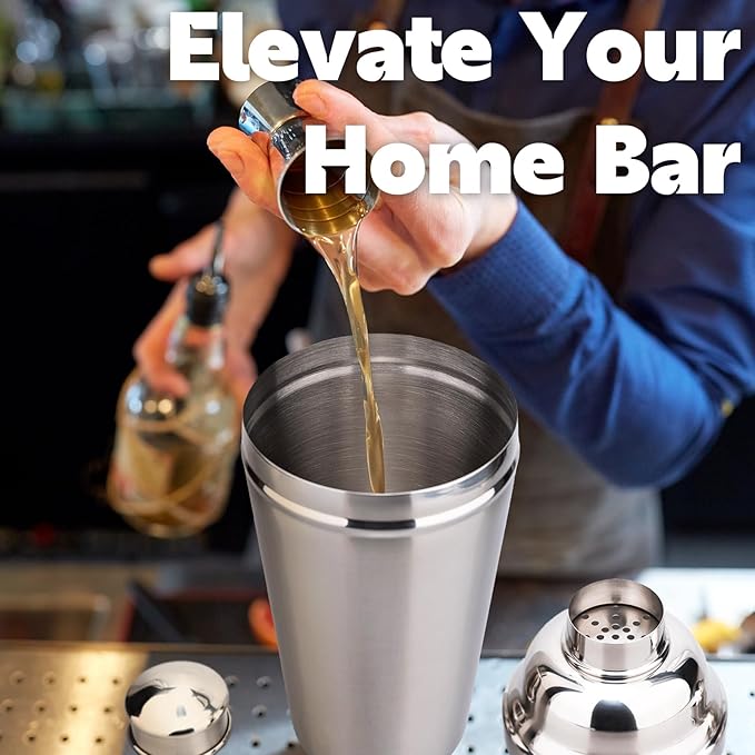 60oz Large Cocktail Shaker, Stainless Steel Bartender Professional Drink Shakers with Built-In Strainer, Martini Shaker Bar Home Mixology Tool, Sliver Large Drink Mixer Bartending Tool