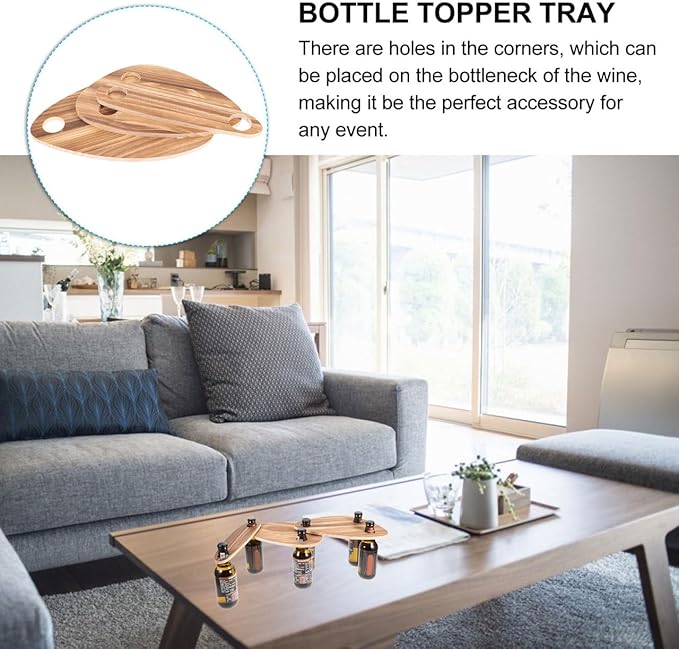 Amosfun Wine Bottle Topper Serving Tray Set of 3 Floating Wooden Cheese Boards 11.81X7.87X0.31In Lightweight Picnic Party Wedding Snack Platters