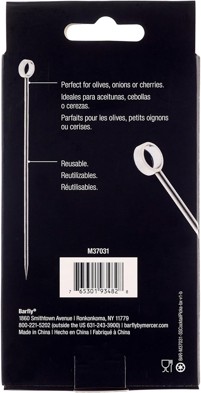 Barfly Circle Top Cocktail Pick, Stainless (Pack of 12)